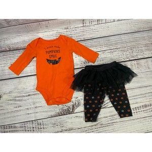 Halloween Baby Girl Pumpkin Tutu 2 Piece Outfit